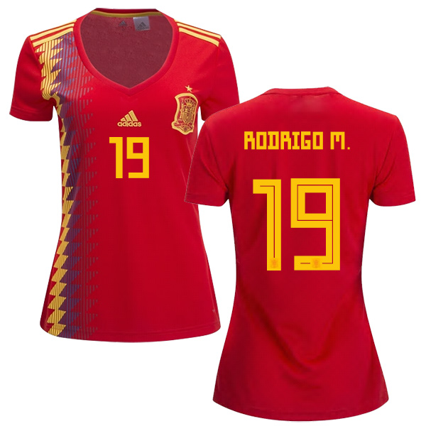 Women's Spain #19 Rodrigo M. Red Home Soccer Country Jersey - Click Image to Close